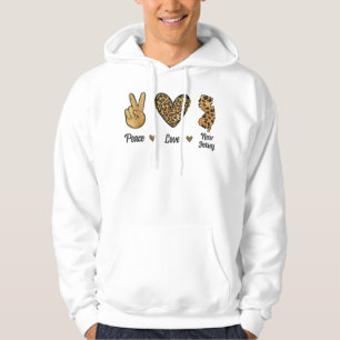 Peace Love New Jersey Leopard Flag Map Souvenirs Hoodie