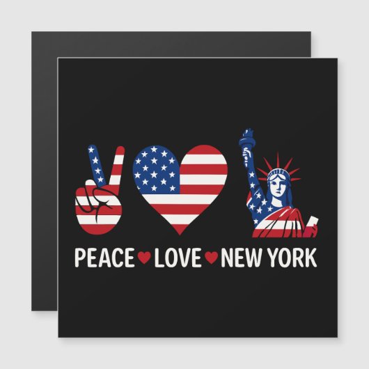 Peace Love New York Magnetische Uitnodiging (Voorkant / Achterkant)