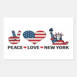 Peace Love New York Rechthoekige Sticker