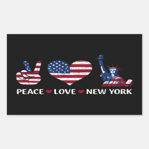 Peace Love New York Rechthoekige Sticker