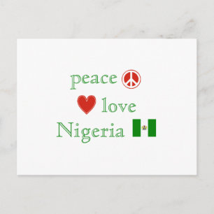 Peace Love Nigeria Heart en Nigeriaanse vlag Briefkaart