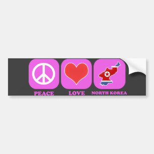 Peace Love Noord-Korea Bumpersticker