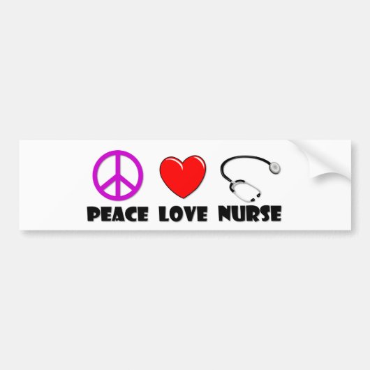 Peace Love Nurse Bumpersticker (Voorkant)