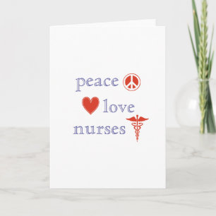 Peace Love Nurses Day Red Caduceus Heart Nurse Kaart