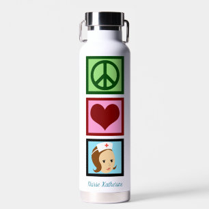 Peace Love Nursing Cute Personalized Nurse Waterfles
