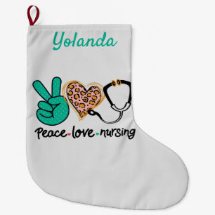Peace Love Nursing Personalized Grote Kerstsok