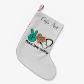 Peace Love Nursing Personalized Kleine Kerstsok (Voorkant (Hangend))