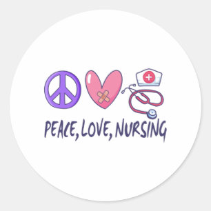 Peace Love Nursing Ronde Sticker