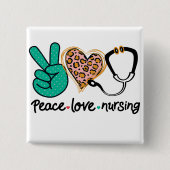 Peace Love Nursing Vierkante Button 5,1 Cm (Voorkant)