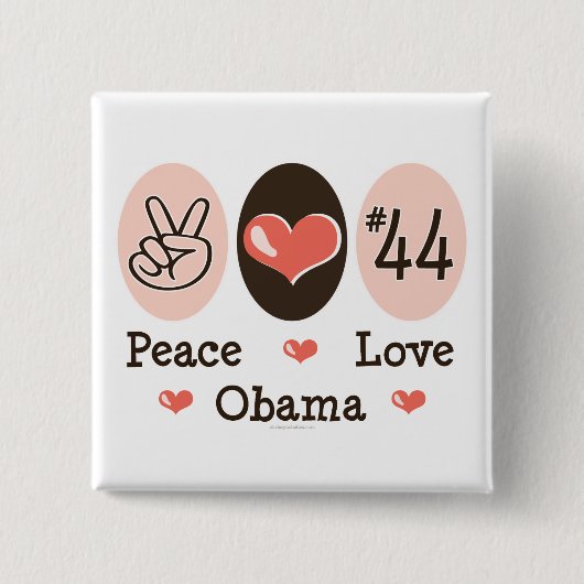 Peace Love Obama 44 Button (Voorkant)