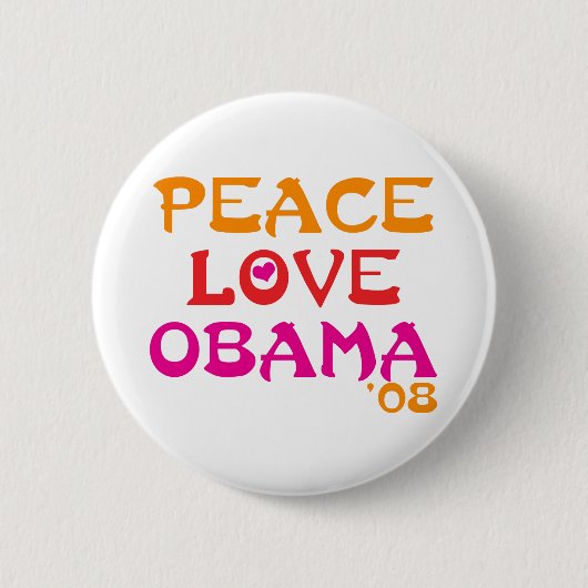 Peace Love Obama Ronde Button 5,7 Cm (Voorkant)