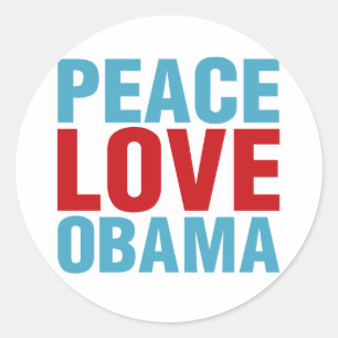 Peace Love Obama Ronde Sticker