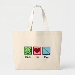 Peace Love Oboe Grote Tote Bag