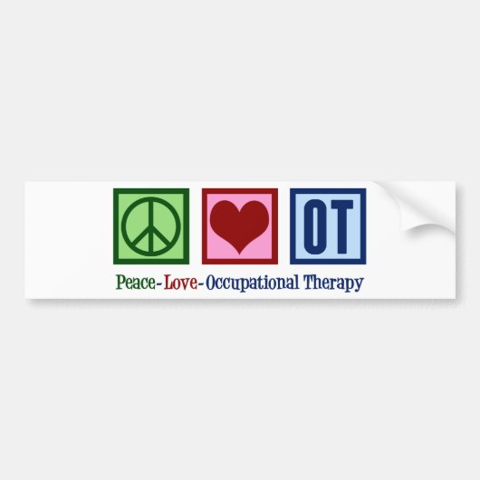 Peace Love Occupational Therapy Bumpersticker (Voorkant)