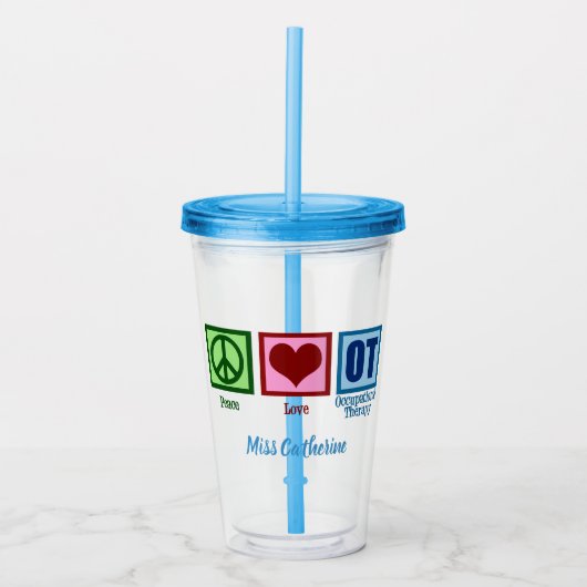 Peace Love Occupational Therapy Cute OT Acryl Drinkbeker (Voorkant)
