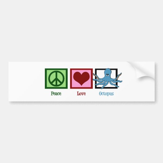 Peace Love Octopus Bumpersticker (Voorkant)