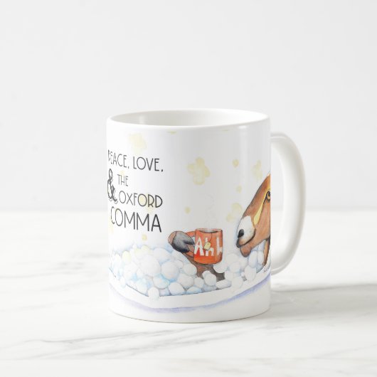 Peace, Love, & Oxford Comma (Chèvre baignante) Mug (Devant droit)