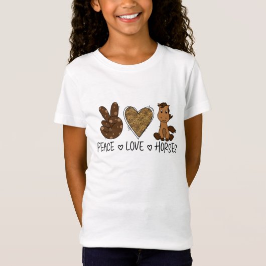 Peace Love Paarden super schattig T-shirt (Voorkant)