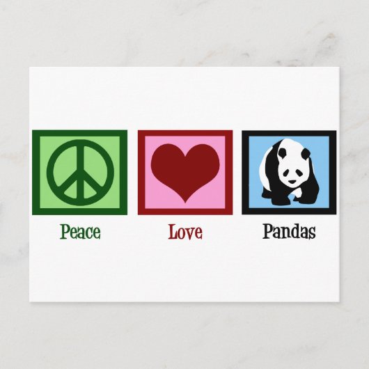 Peace Love Pandas Briefkaart (Voorkant)