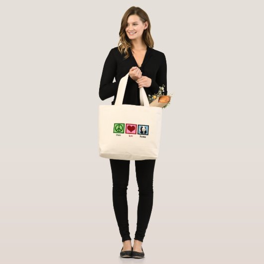 Peace Love Pandas Grote Tote Bag (Voorkant (model))