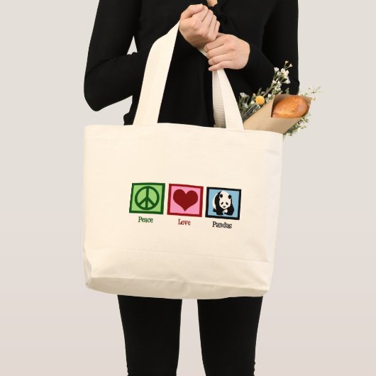 Peace Love Pandas Grote Tote Bag (Voorkant (product))