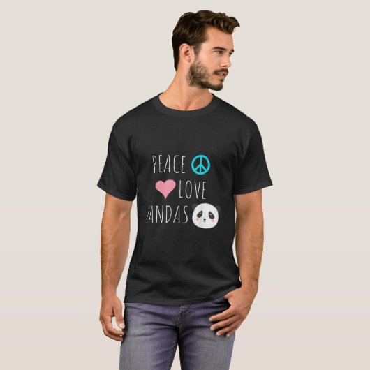 Peace Love Pandas Panda Bear Animal Pet Love T-shirt (Voorkant volledig)