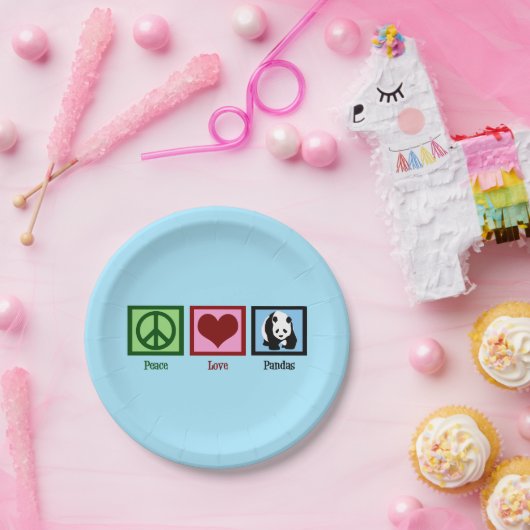 Peace Love Pandas Papieren Bordje (Feest)