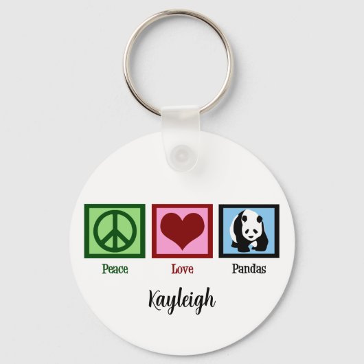 Peace Love Pandas Sleutelhanger (Voorkant)