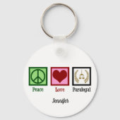 Peace Love Paralegal Cute Custom Sleutelhanger (Achterkant)
