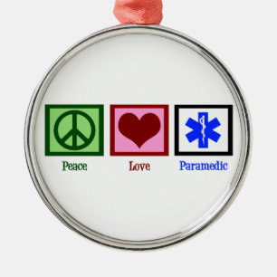 Peace Love Paramedic Metalen Ornament