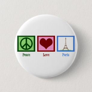 Peace Love Paris Ronde Button 5,7 Cm