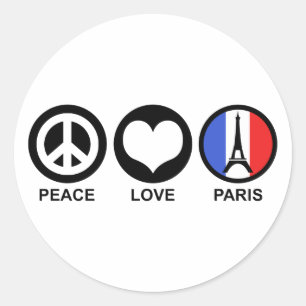 Peace Love Paris Ronde Sticker