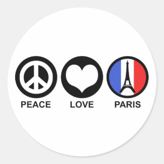 Peace Love Paris Ronde Sticker