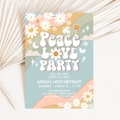 Peace Love Party Daisy Hippie 70s Verjaardag Kaart