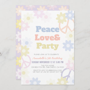 Peace Love & Party Girl Anniversaire Invitation