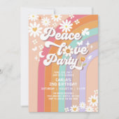 Peace Love Party Groovy Nodig Hippie Verjaardag ui Kaart (Voorkant)