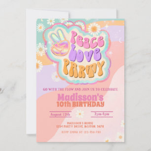Peace Love Party Groovy Uitnodiging