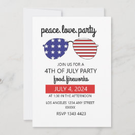 Peace Love Party Happy 4th van juli Kaart