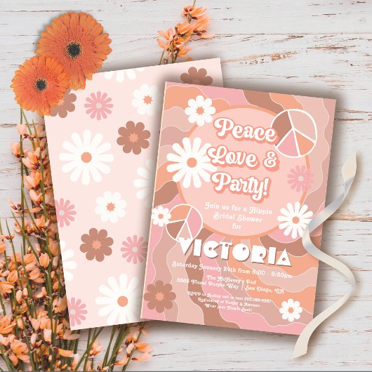 Peace Love & Party Hippie Party Invitation