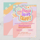 Peace Love Party Invitation Super (Devant / Derrière)