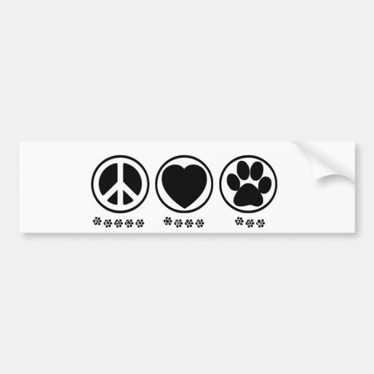 Peace Love Paw Bumpersticker (Voorkant)