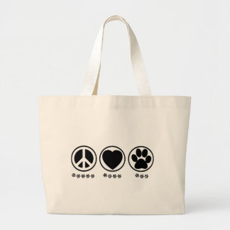 Peace Love Paw Grote Tote Bag