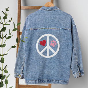 Peace Love Paw Print Denim Jas Jacket