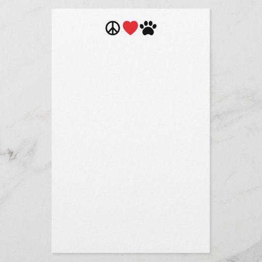 Peace Love Paw Stationery Briefpapier (Voorkant)