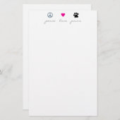 Peace Love Paws Briefpapier (Voorkant / Achterkant)