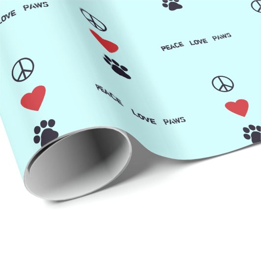 Peace Love Paws Cadeaupapier (Rol Hoek)
