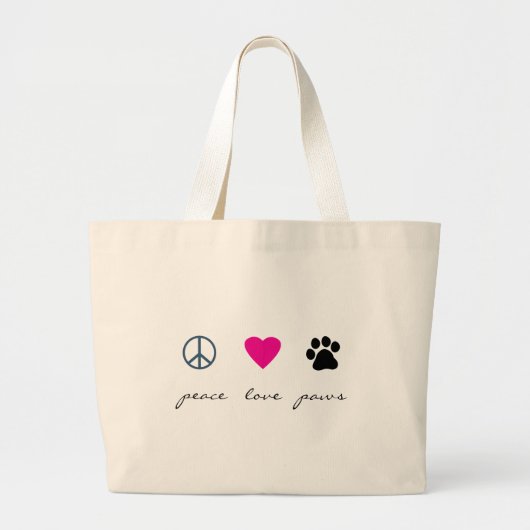 Peace Love Paws Grote Tote Bag (Voorkant)