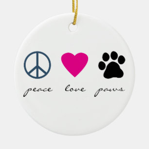 Peace Love Paws Keramisch Ornament