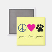 Peace Love Paws Magneet (Voorkant / Achterkant)