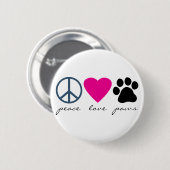 Peace Love Paws Ronde Button 5,7 Cm (Voorkant /achterkant)